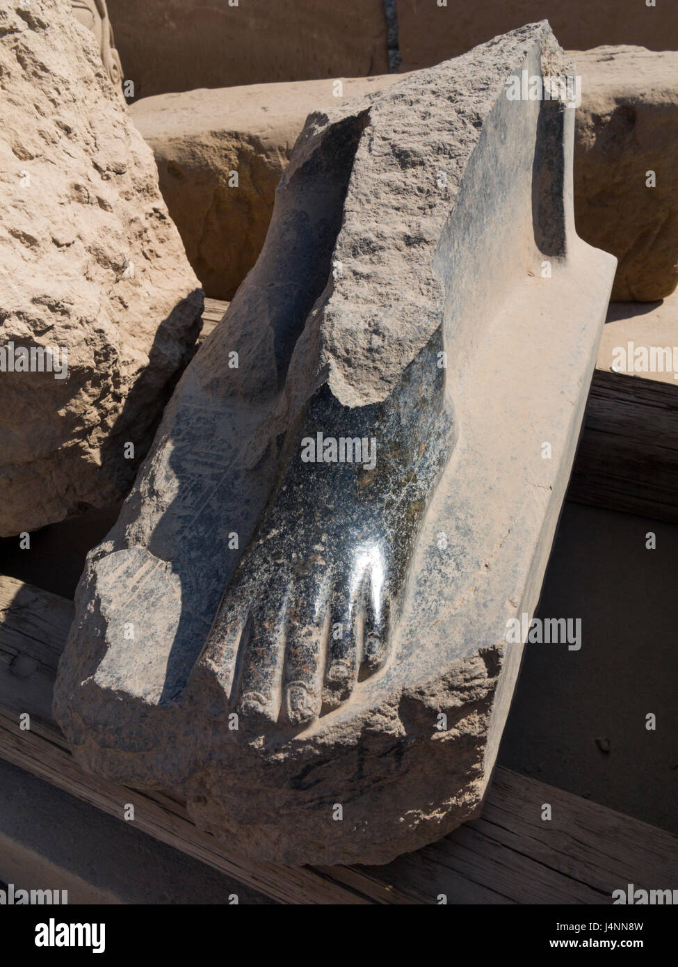 broken sculpture  at Denderah Temple, near Qena City, Egypt Stock Photo