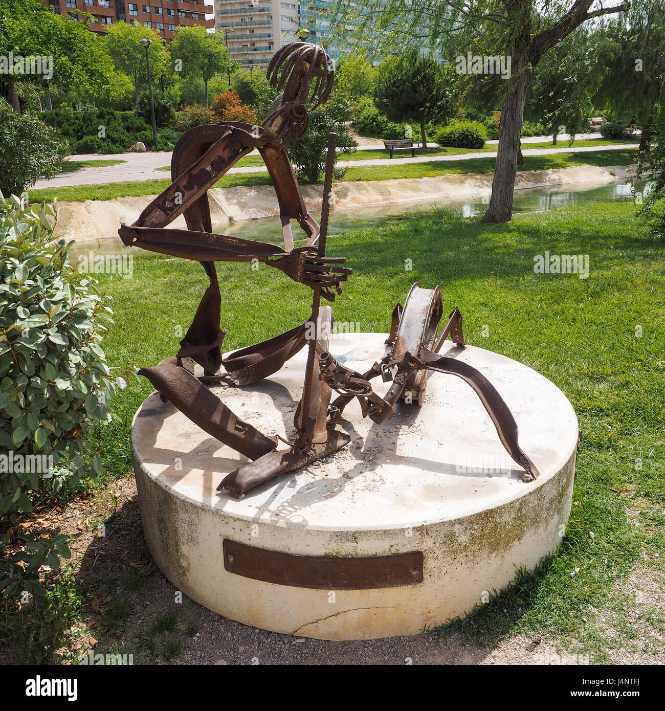 a sculpture at the Cultural Centre City of Arts and Science Turia Gardens park in Valencia Spain Stock Photo