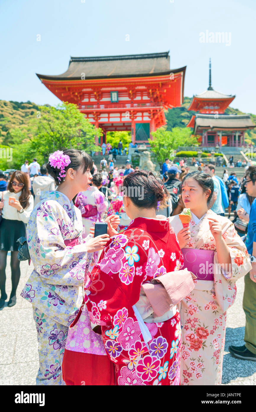 Kyoto, Japan March 2016 Tourists dressing up in traditional Kimono