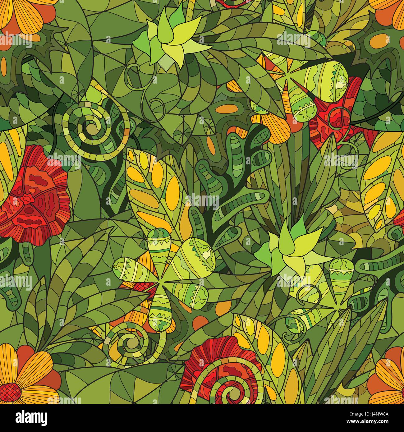 hand drawn vector floral seamless pattern Stock Vector Image & Art - Alamy