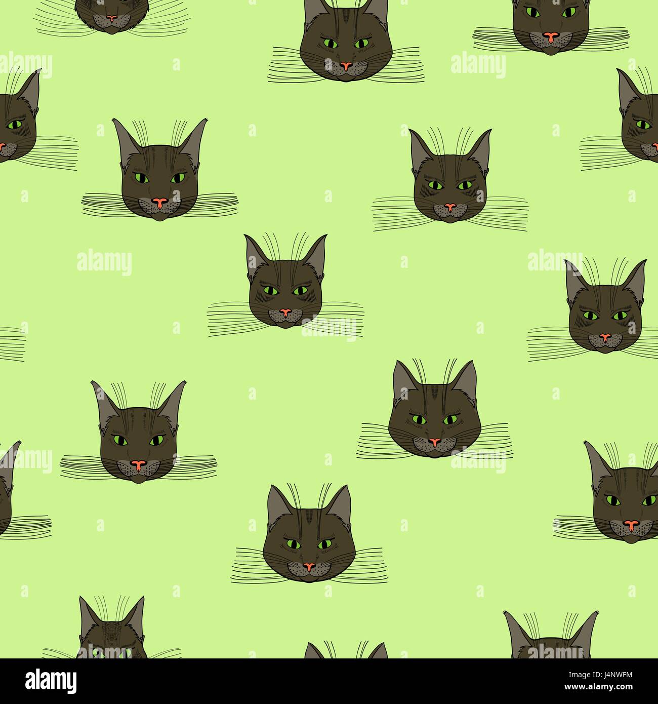 abstract vector doodle cat face seamless pattern Stock Vector Image ...