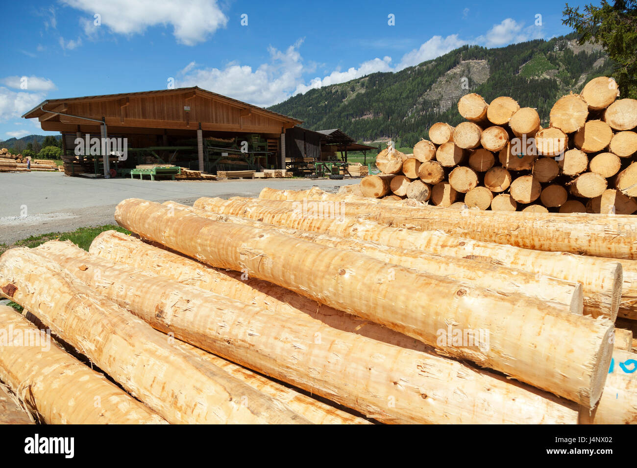 Sawmill in Alps, Austria Stock Photo