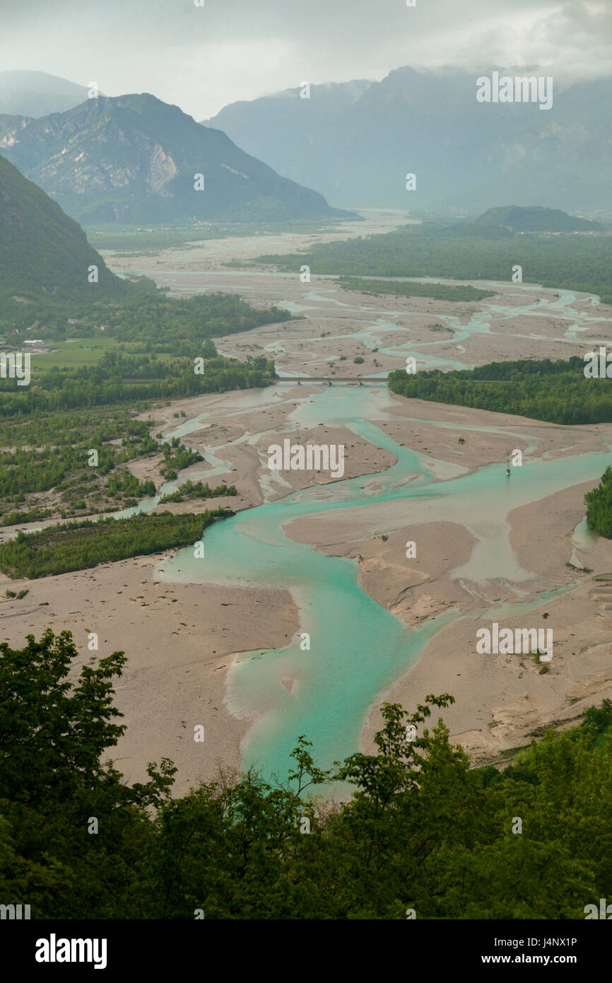 Tagliamento River in Italian Alps Stock Photo
