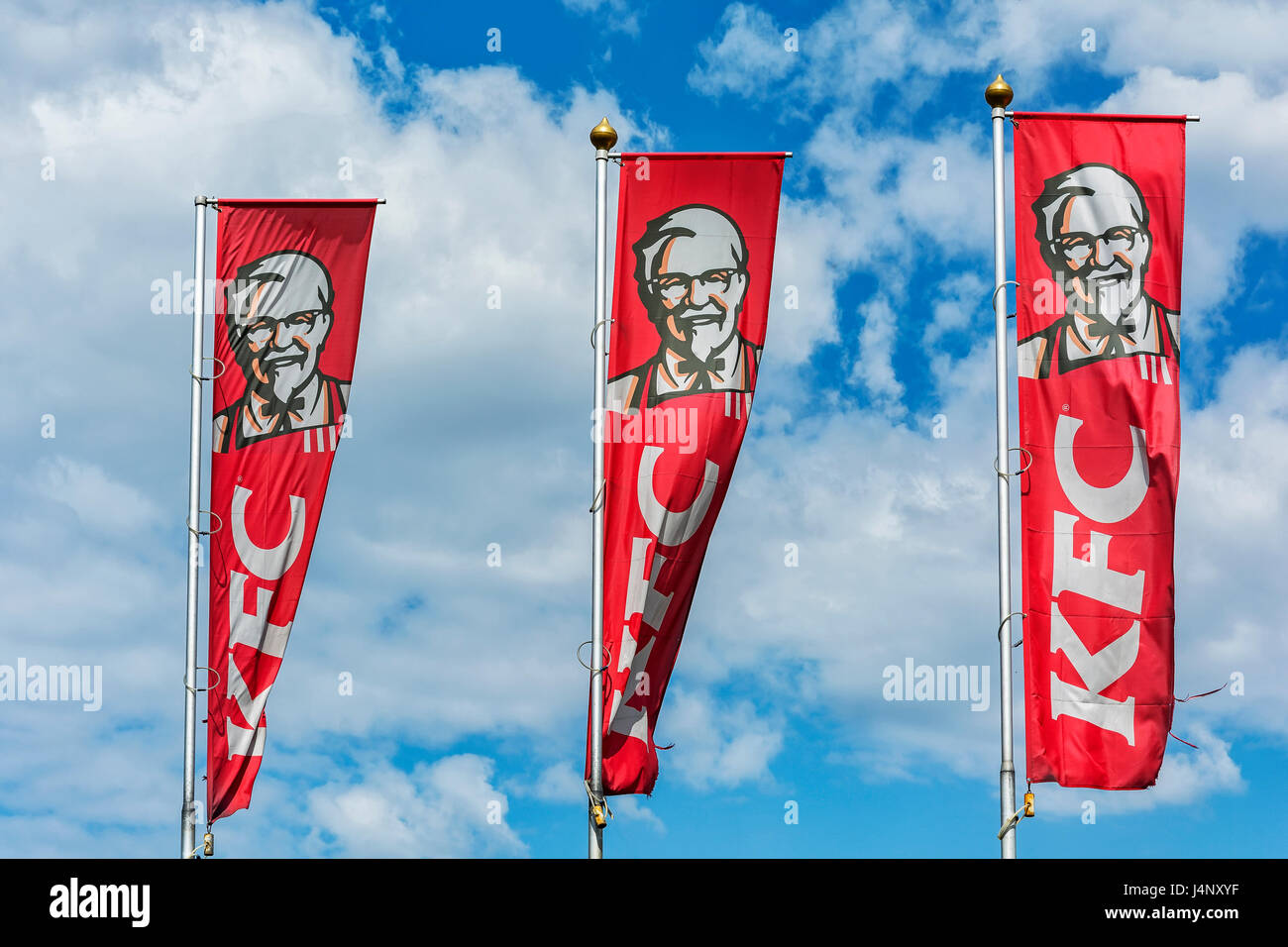 The KFC restaurant chain specializes in chicken dishes. Stock Photo