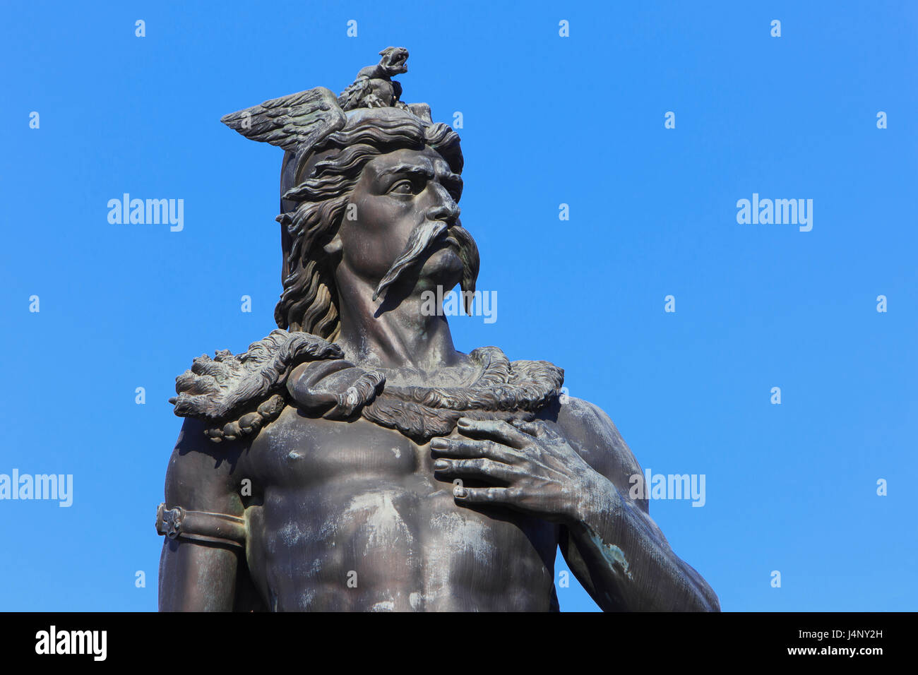Statue of Ambiorix (prince of the Eburones, leader of the Belgic tribe) at the Market Square in Tongeren, Belgium Stock Photo