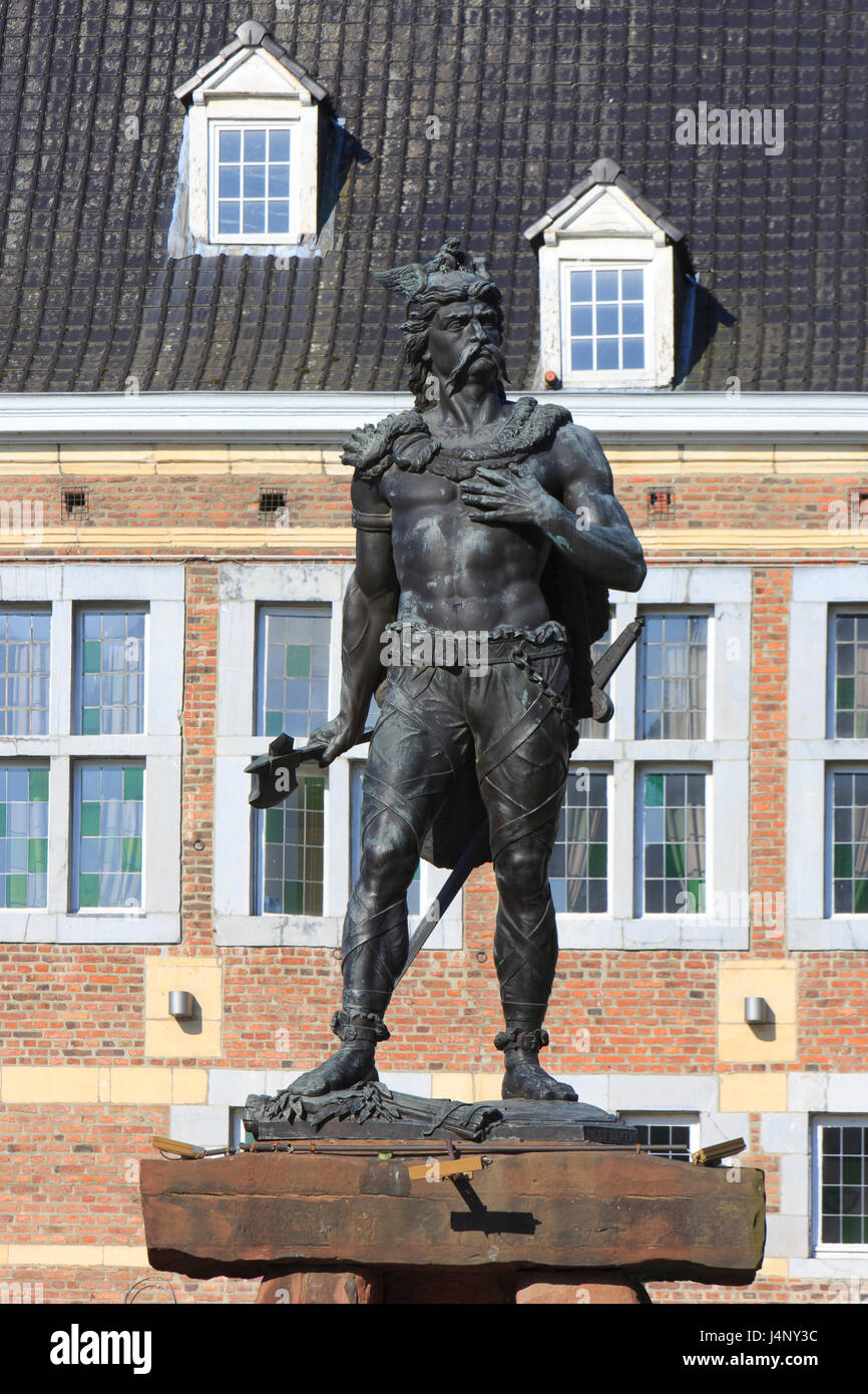 Statue of Ambiorix (prince of the Eburones, leader of the Belgic tribe) at the Market Square in Tongeren, Belgium Stock Photo