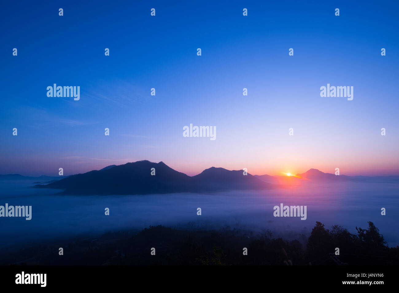 Beautiful landscape sunset nature background Mountains and sky Stock ...