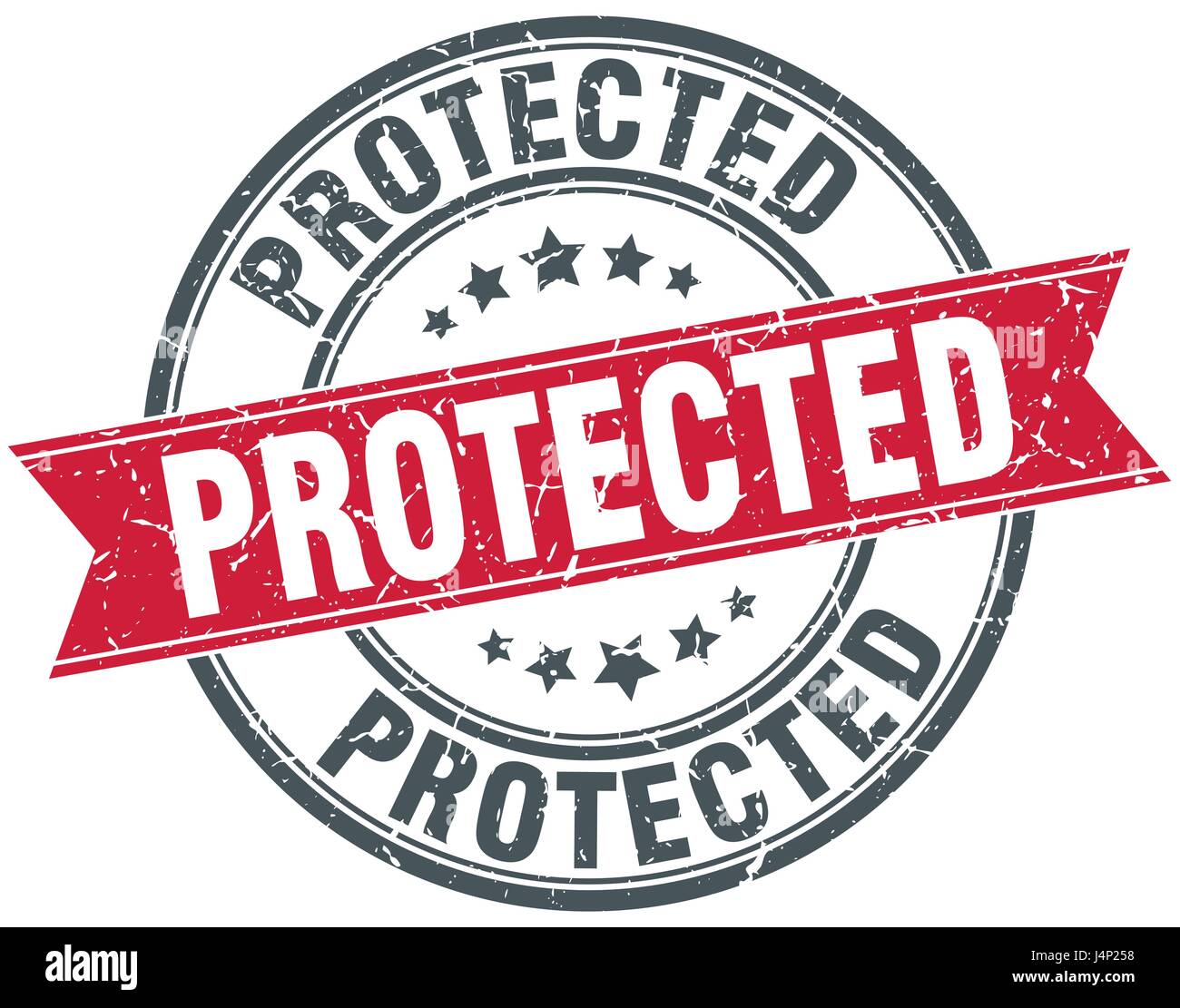 protected round grunge ribbon stamp Stock Vector Image & Art - Alamy