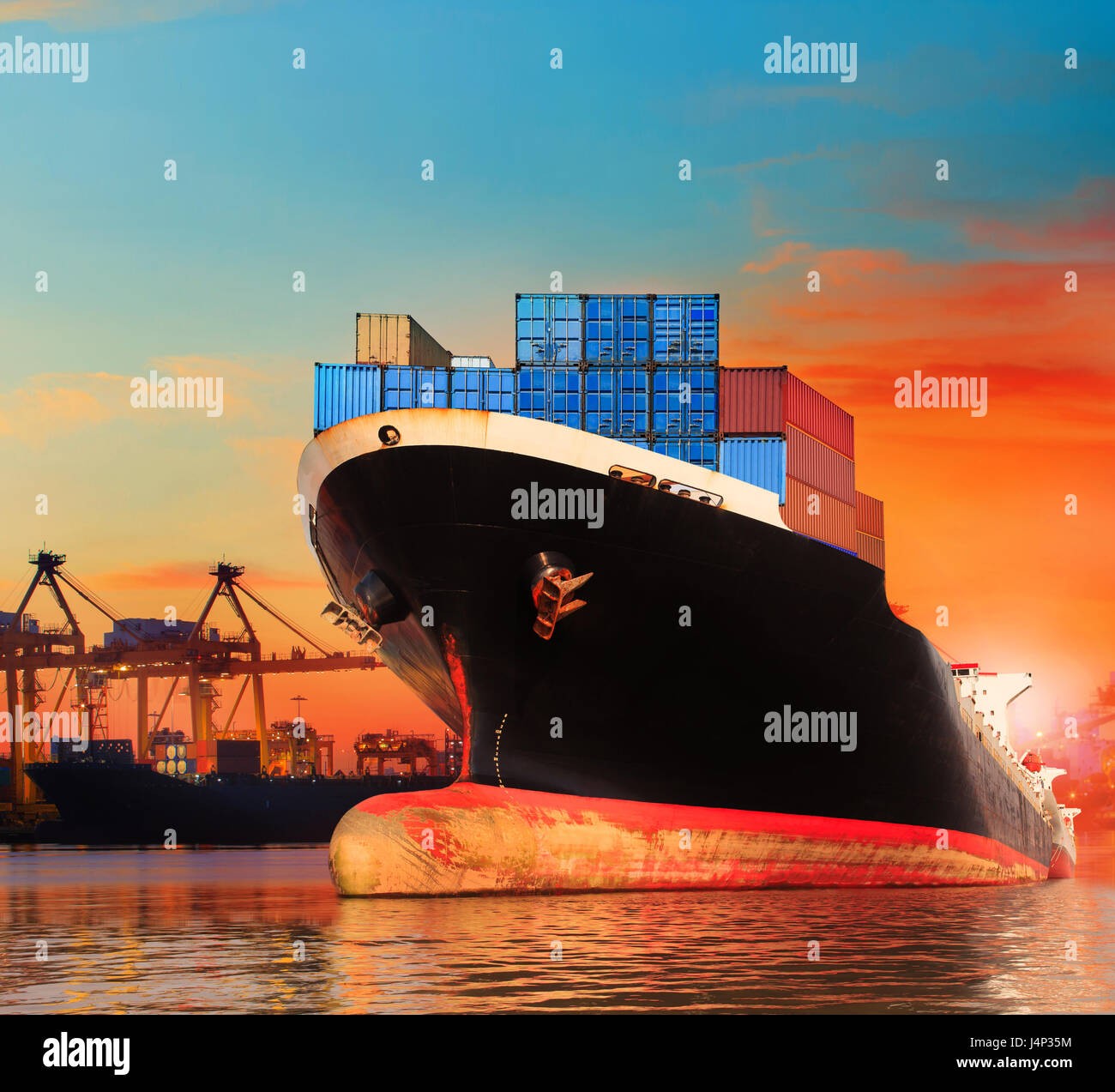 bic commercial ship in import,export pier use for vessel transport business  industry and cargo ,freight ,shipping port Stock Photo - Alamy