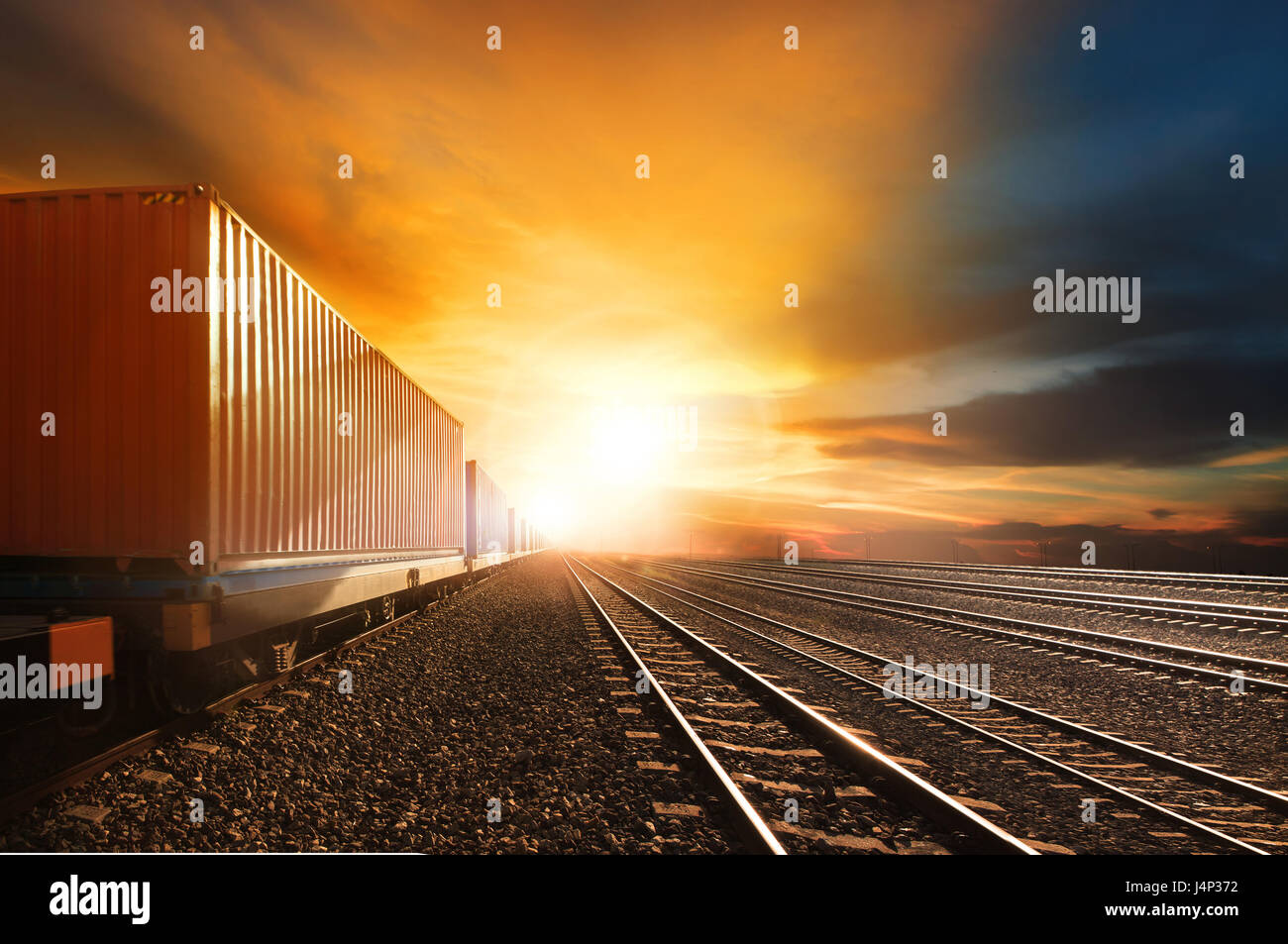 industry container trains running on railways track against beautiful