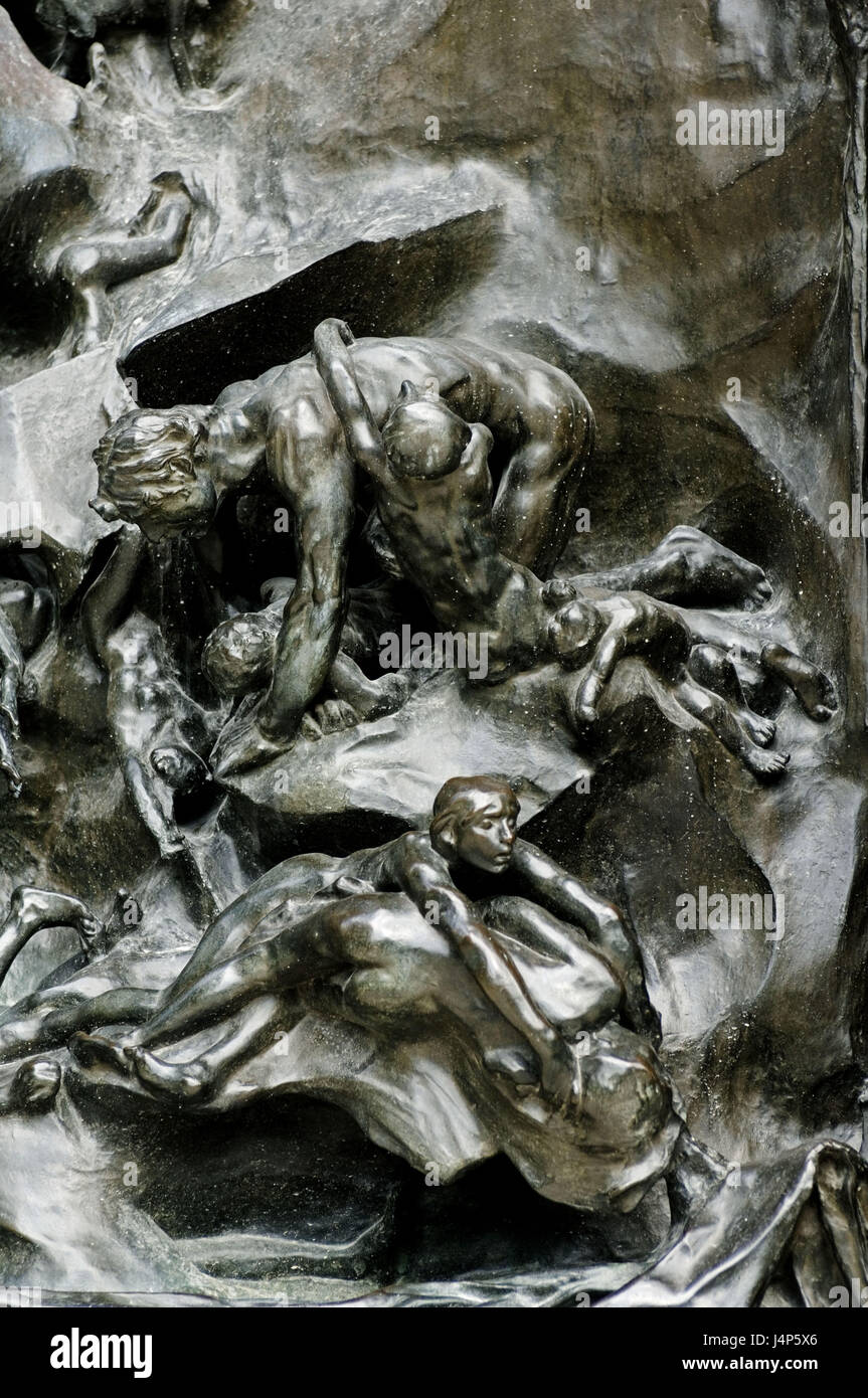 France, Paris, Musee Rodin, relief 'the Gates of Hell', close up, Stock Photo