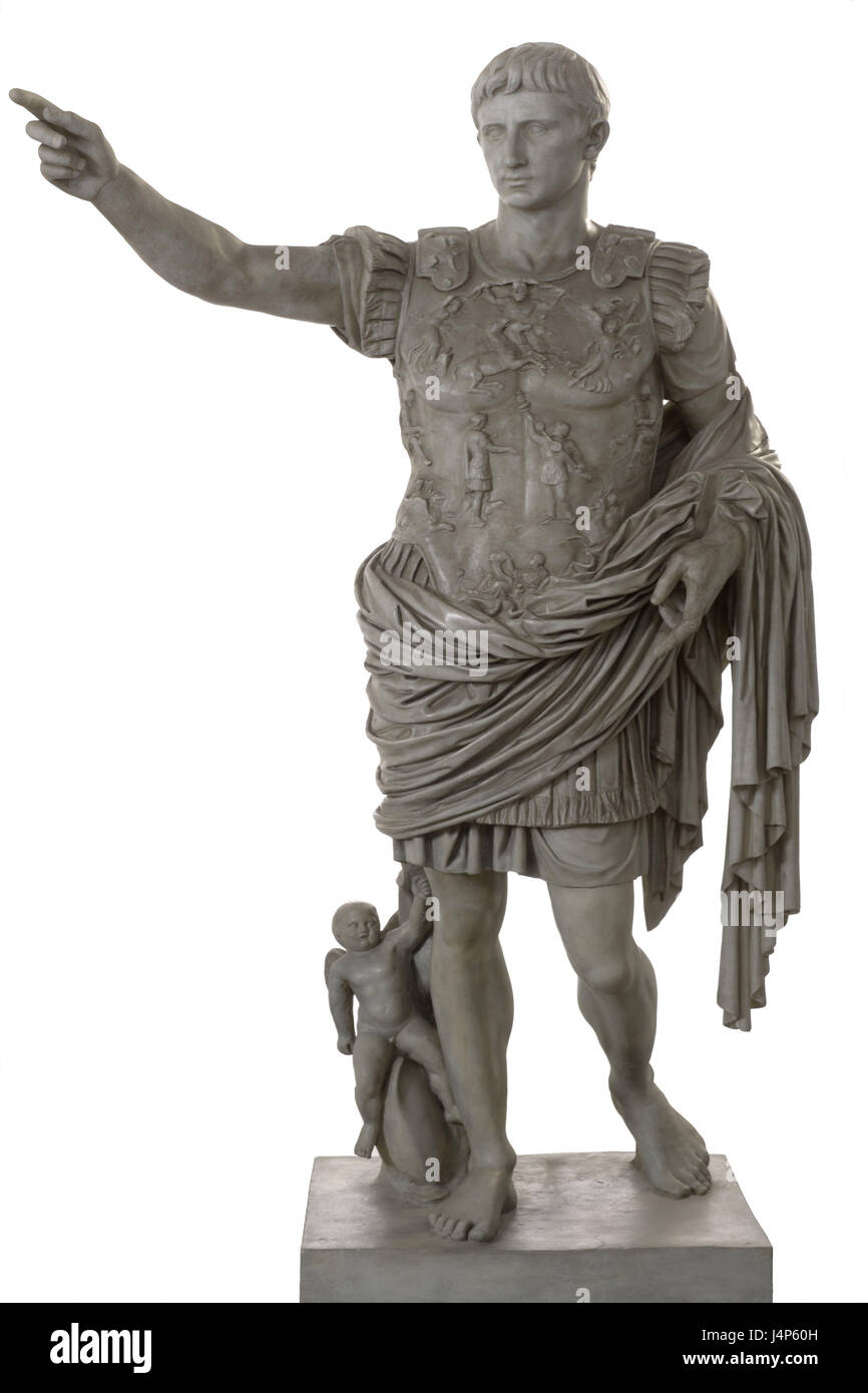 Statue 'Augustus von Primaporta', art, sculpture, Frei's plate, character, armoured statue, culture, story, Stock Photo