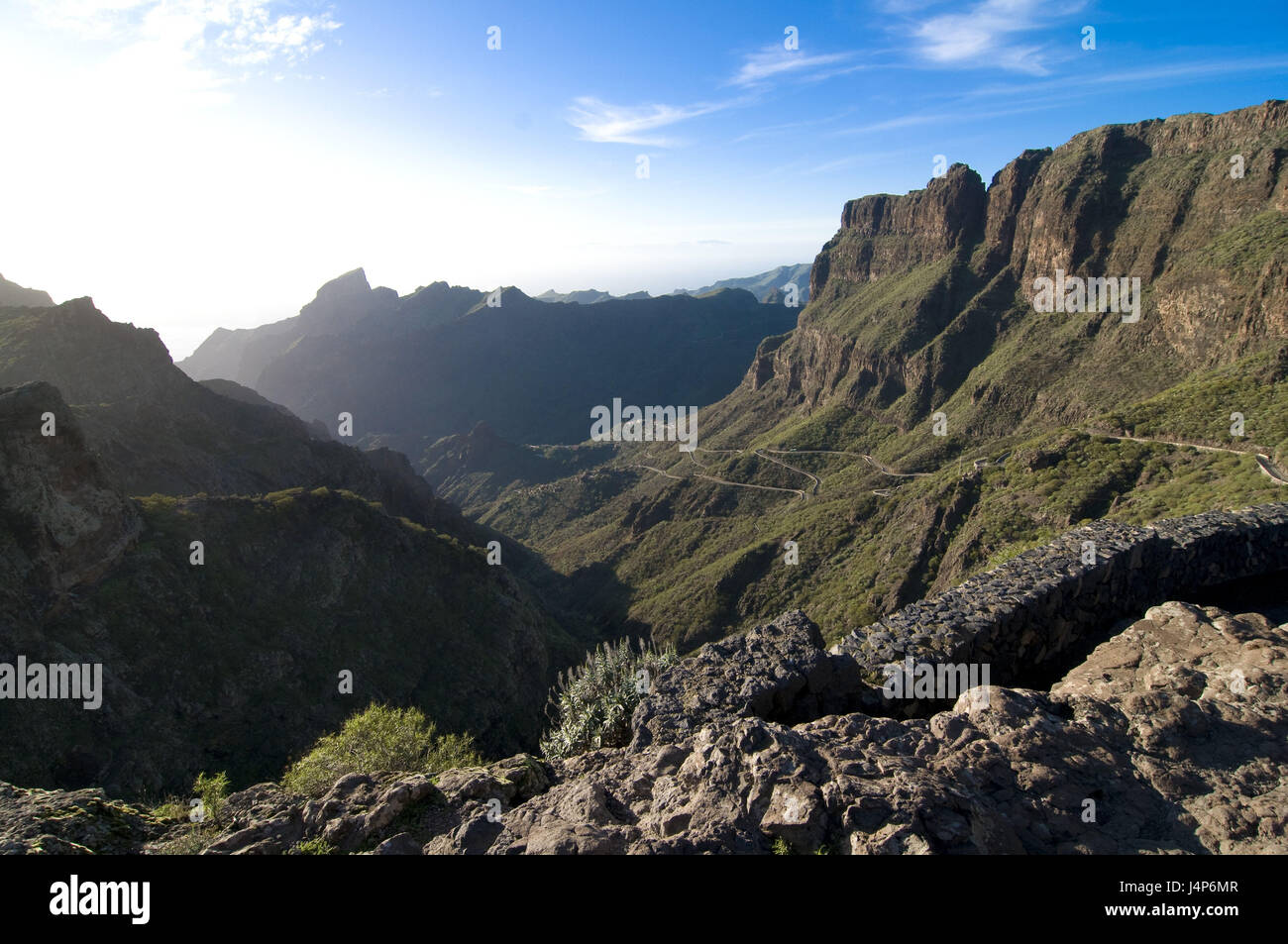 Spain, the Canaries, island Tenerife, mountain village of Masca, mountain landscape, Stock Photo