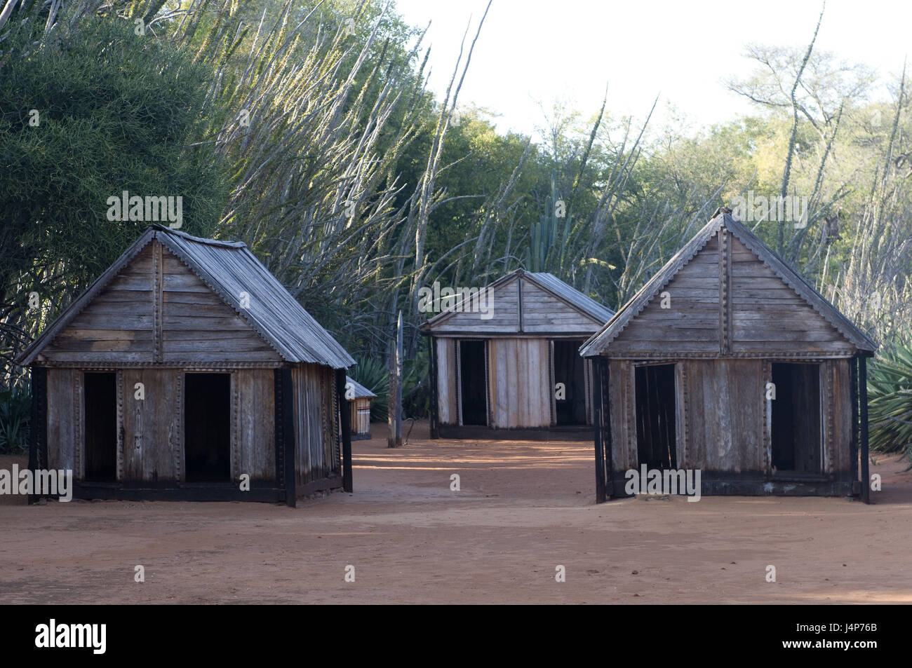 Madagascar, Berenty private pool, tomb, wooden hut, traditionally, Stock Photo