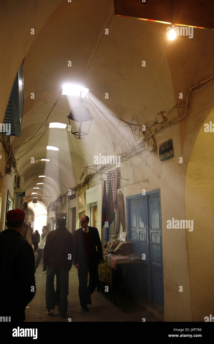 Tunisia, Tunis, Old Town, Souk, passage, passer-by, Stock Photo