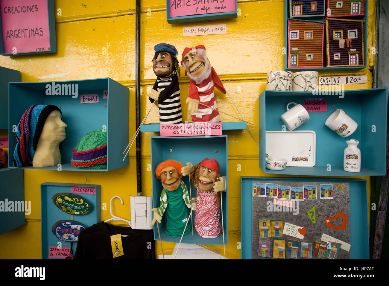 Argentina, Buenos Aires, part of town of La Boca, business, shop-window, goods, detail, Stock Photo
