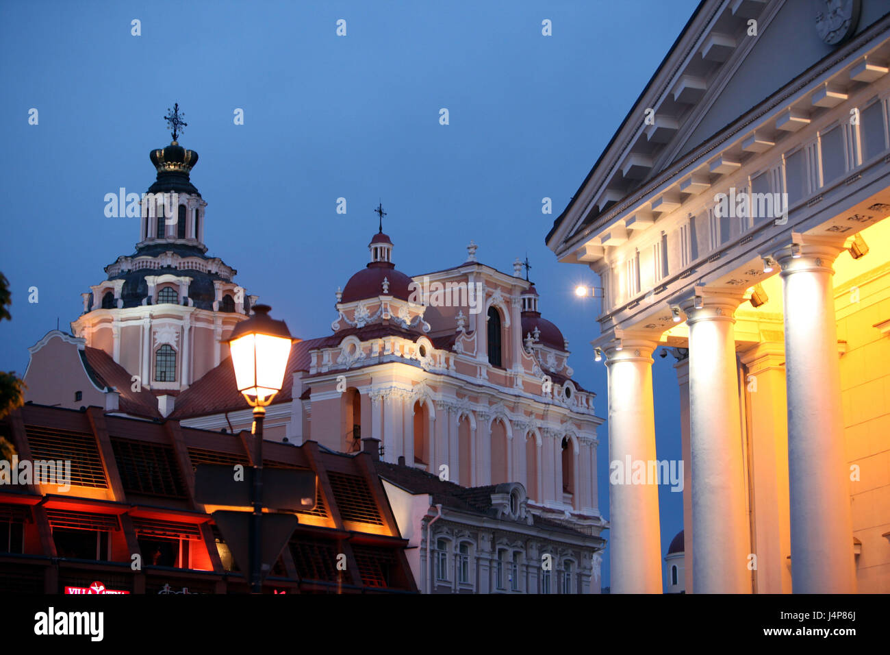 Lithuania, Vilnius, Old Town, historical city hall, St. of Kazimir church, detail, evening, Stock Photo