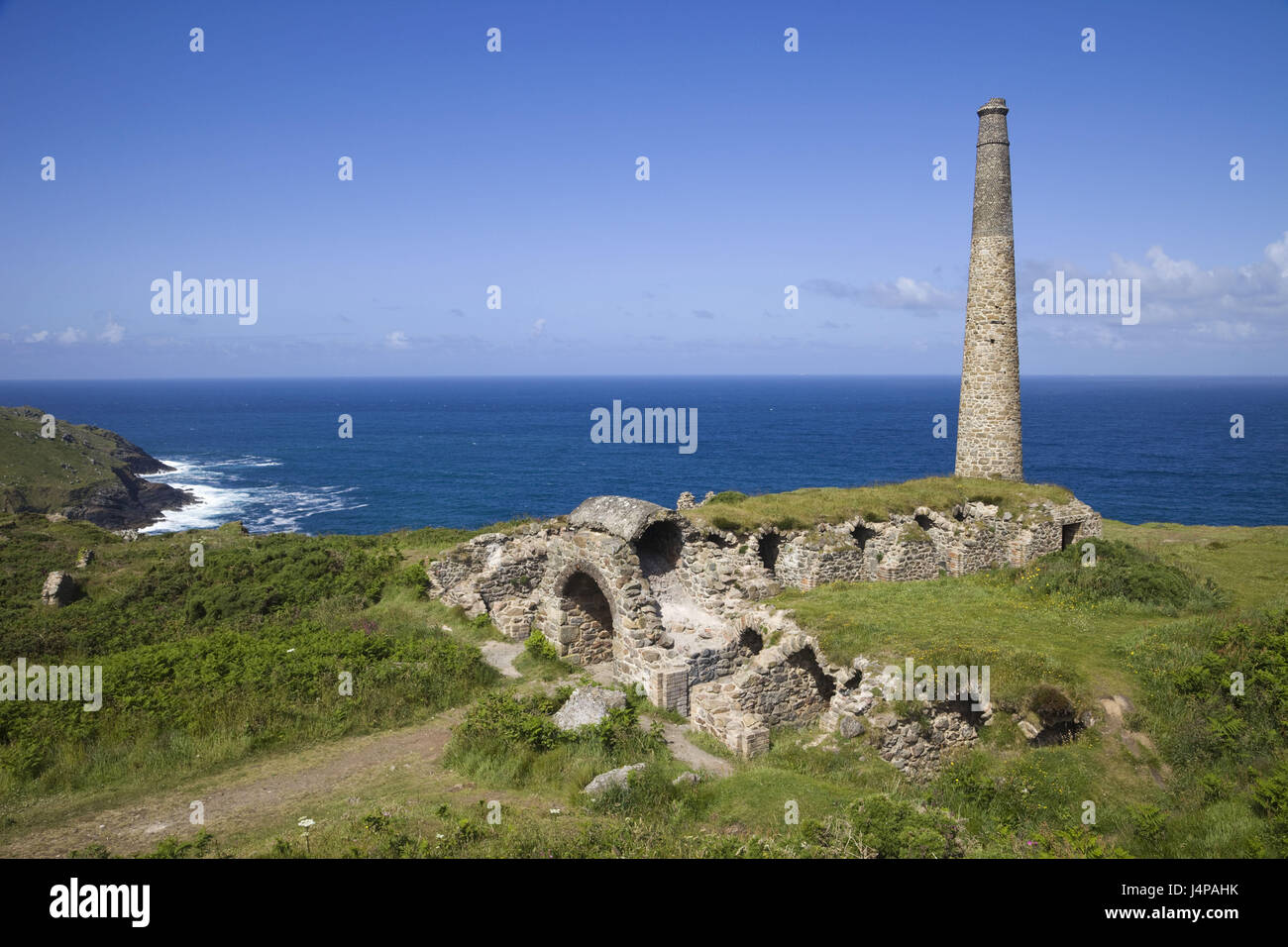 Great Britain, England, Cornwall, Botallack mine, chimney, Stock Photo