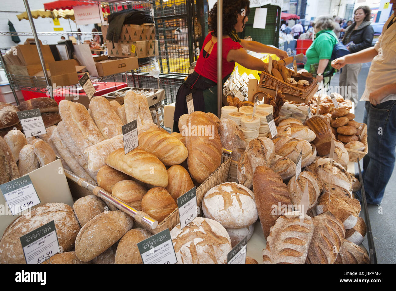 England, London, Southwark, borough Market, baker's, bread, Stock Photo