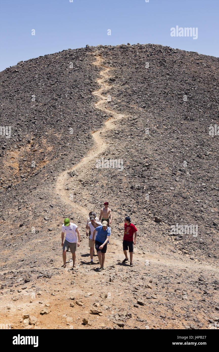 Tourists in black desert, Egypt, Libyan desert, Stock Photo