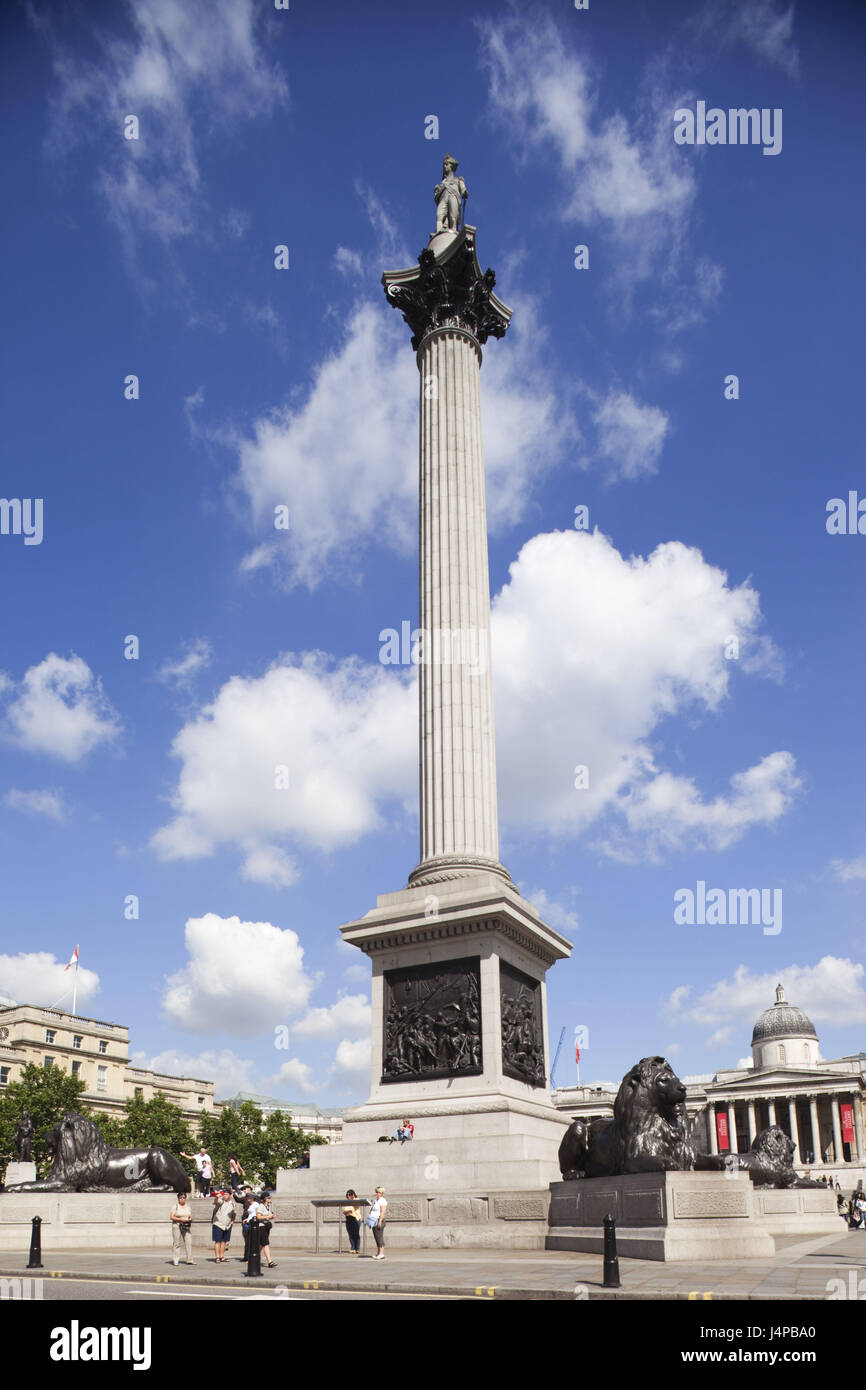 Great Britain, England, London, Trafalgar Square, Nelsons Column, tourist, Stock Photo