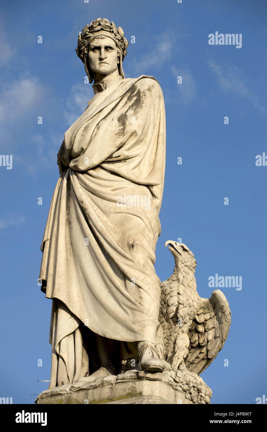 Italy, Tuscany, Florence, Piazza Santa Croce, Dante Monument, Stock Photo