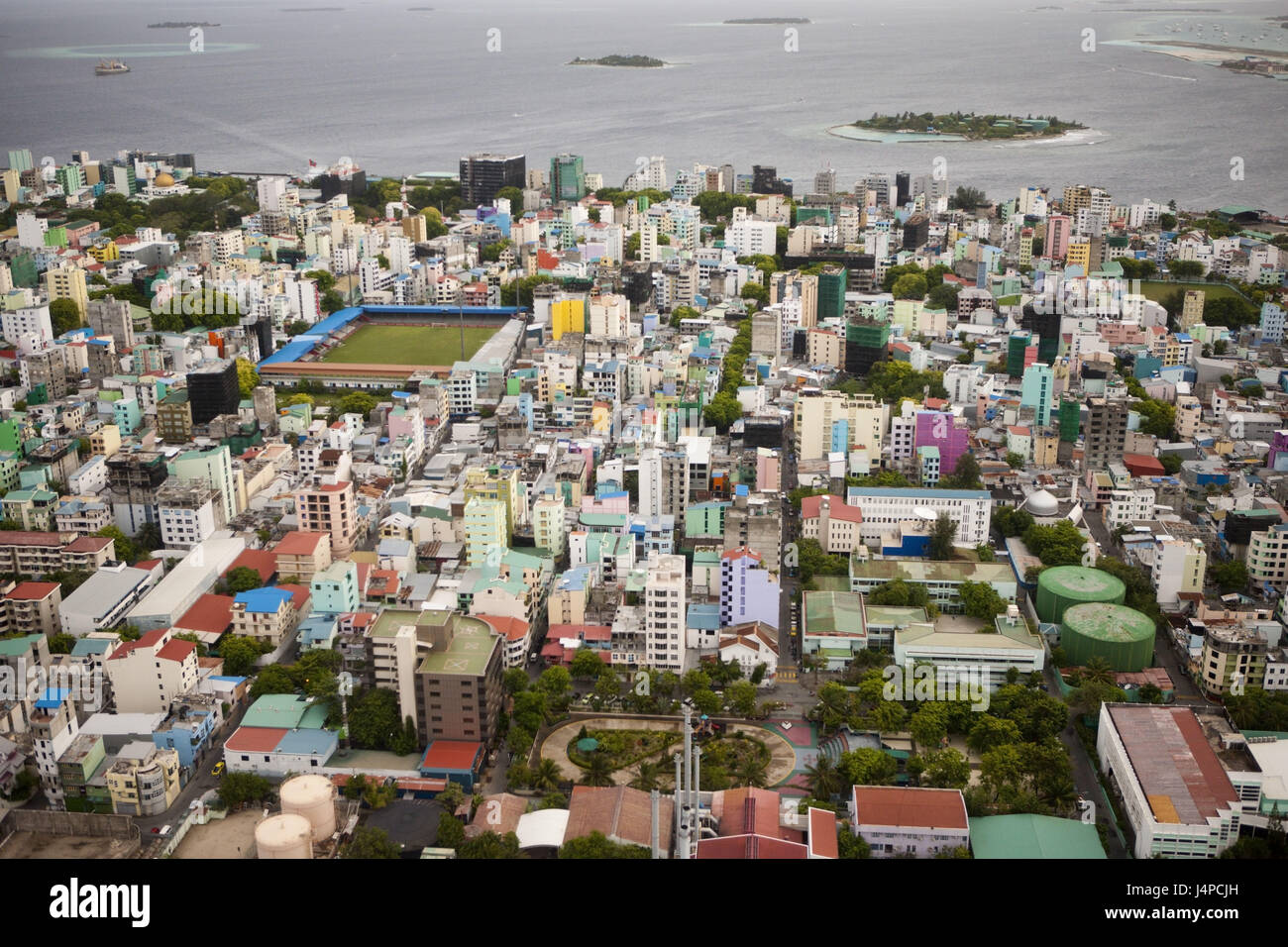 Aerial shots times, capital of the Maldives, the Maldives, the north times atoll, Stock Photo