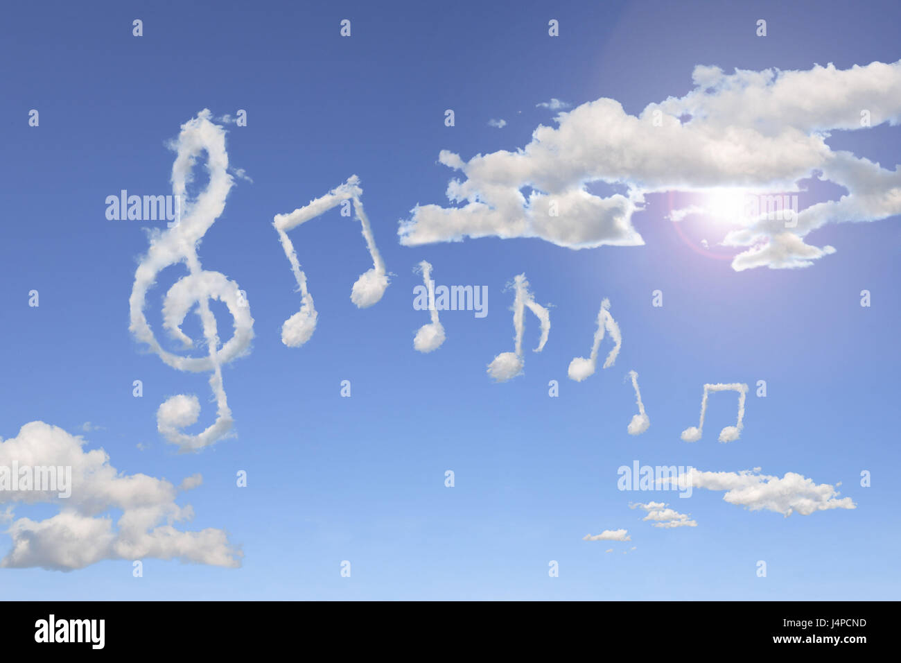 Heaven Blue Cloud Formation Musical Notes Icon Character Back Stock Photo Alamy