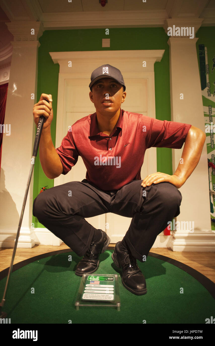 Great Britain, England, London, Madame Tussaud's, wax character's cabinet, tiger Woods, Stock Photo
