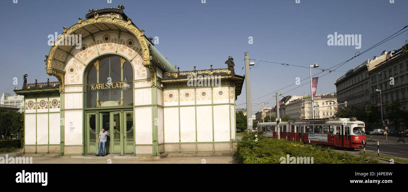 Austria, Vienna, Karl's square, Otto Wagner Pavillon, Stock Photo