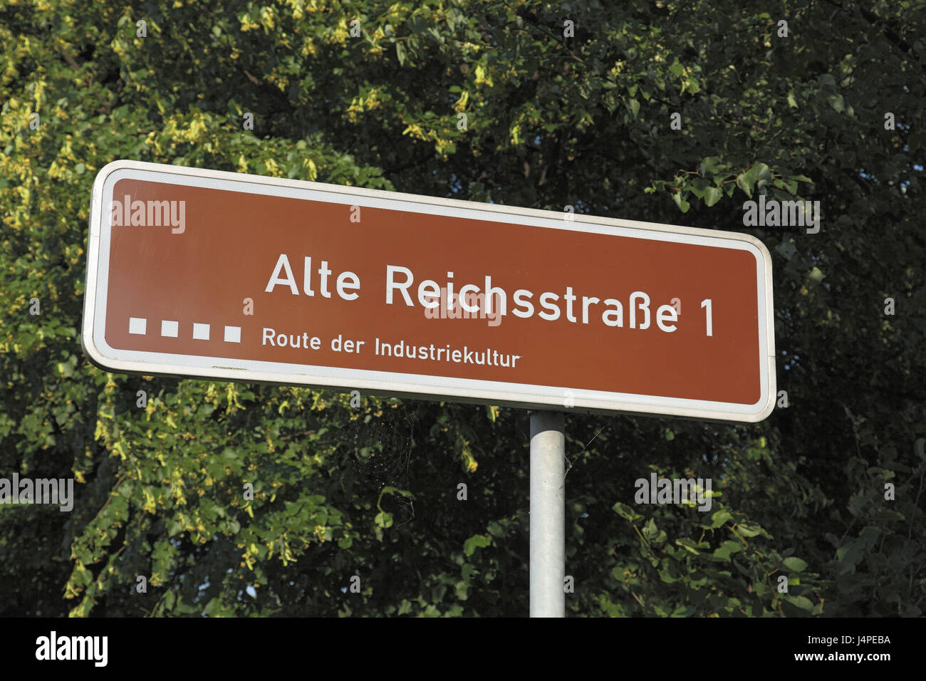 Germany, Dortmund, Holzwickede, roadside, sign, old Reichsstrasse 1, route of the industrial culture, Stock Photo