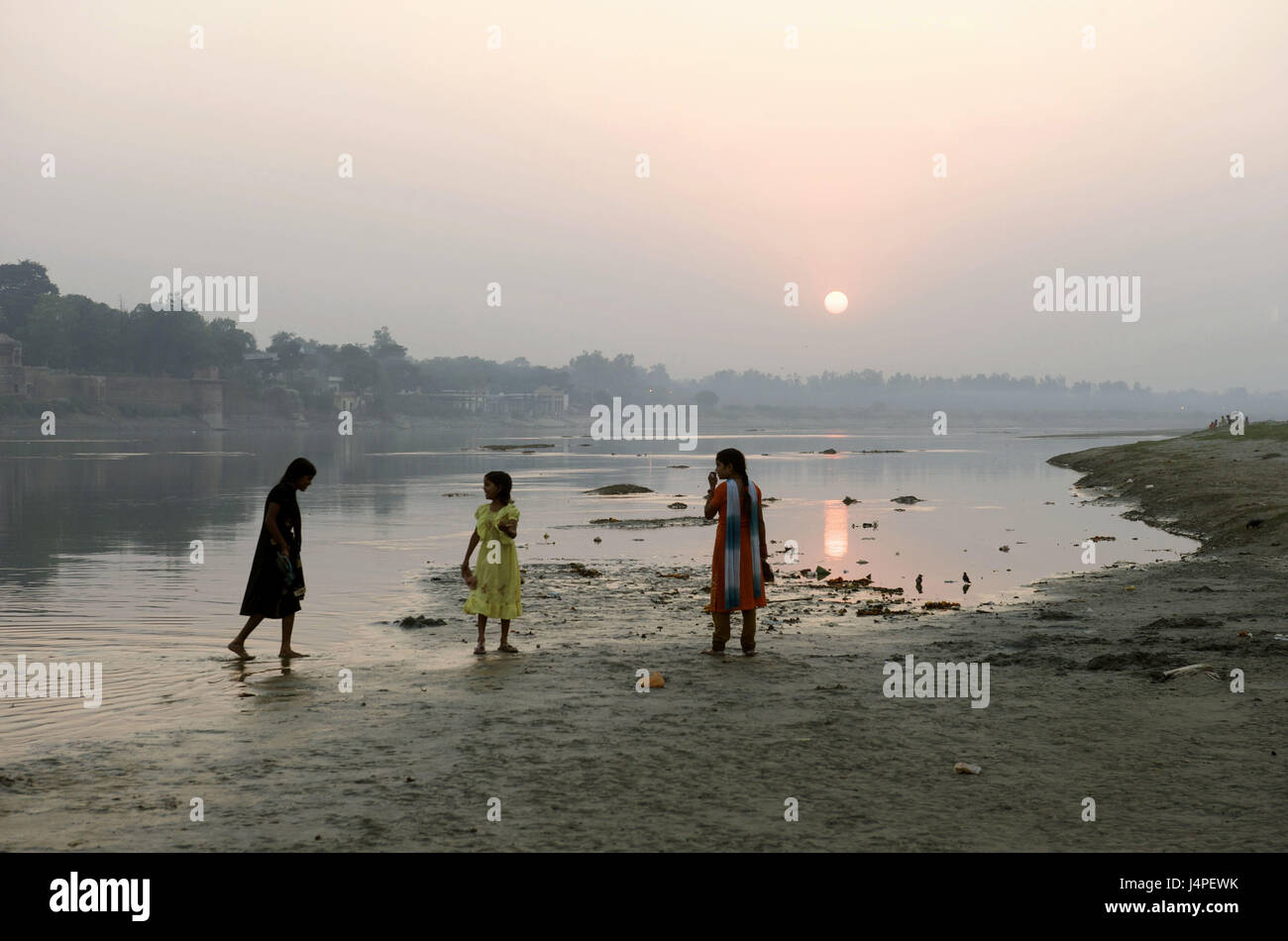 India, Uttar Pradesh, Agra, Yamuna River, Stock Photo