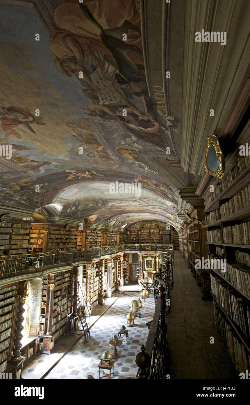 Czech Republic, Czechia, Prague, Clementinum, library, Stock Photo