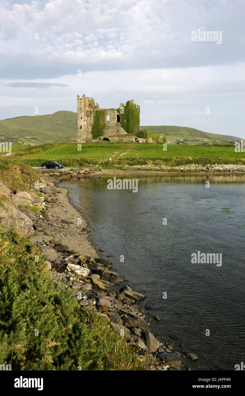 Ireland, Munster, county Kerry, ring of Kerry, Caherciveen, Ballycarbery Castle, Stock Photo