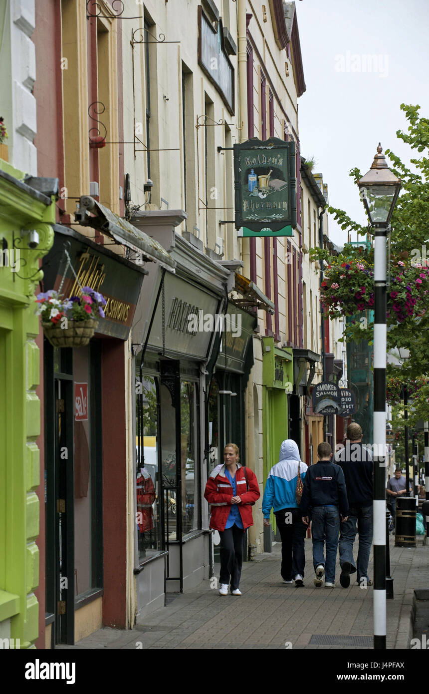 Ireland, Connacht, county Mayo, west port, shopping street, Stock Photo