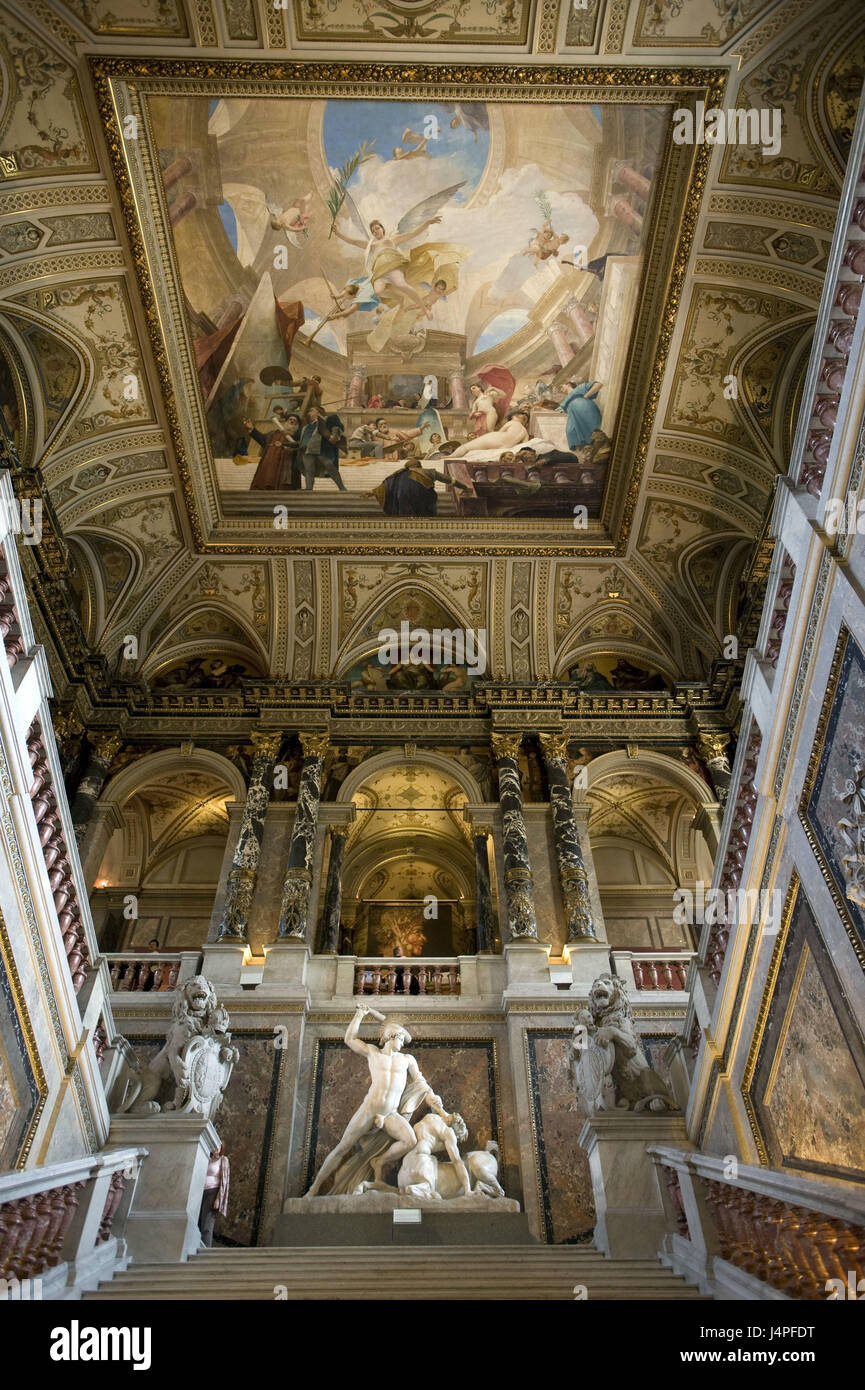 Austria, Vienna, art-historical museum, splendour narrow staircase, Stock Photo