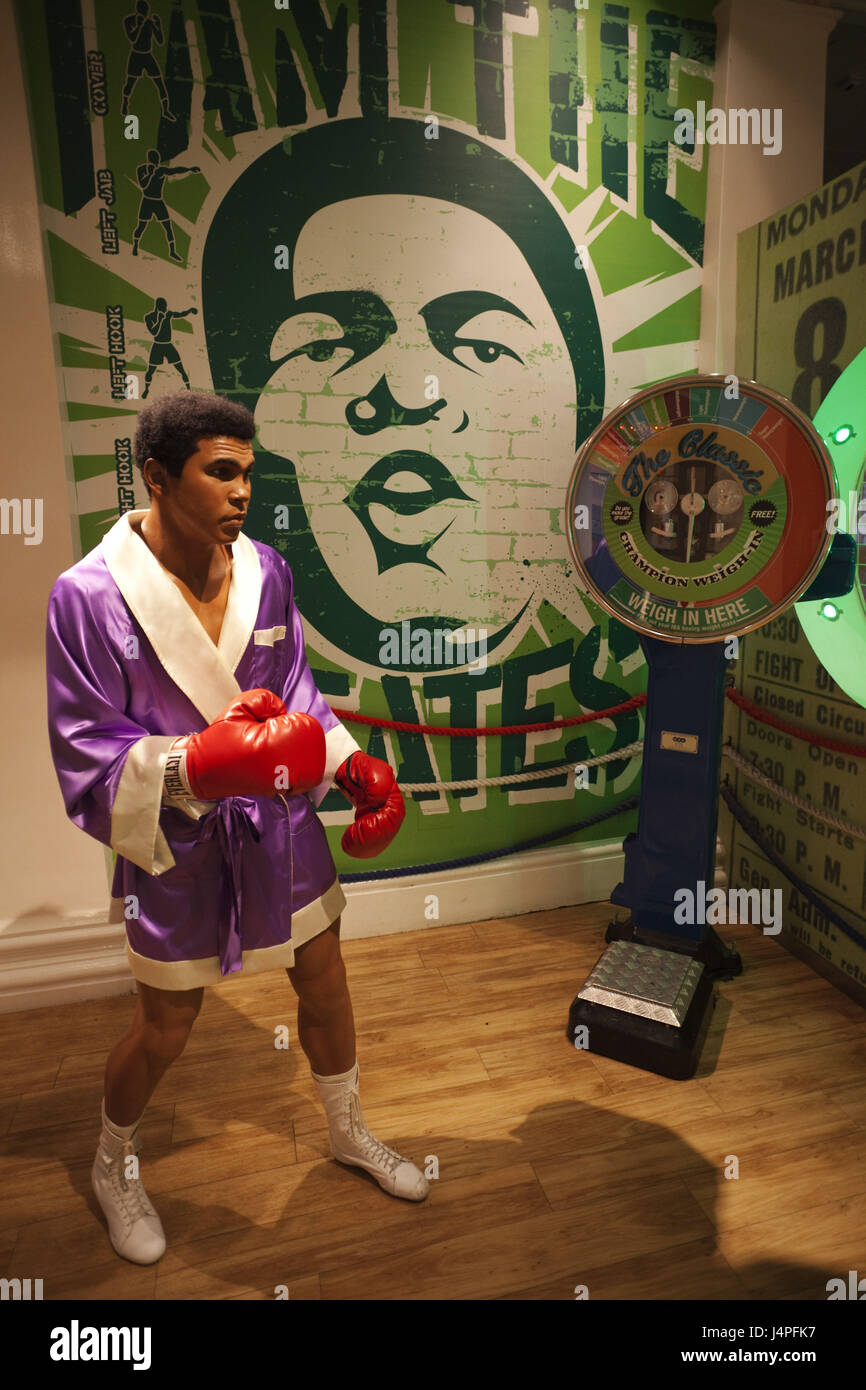 Great Britain, England, London, Madame Tussaud's, wax character's cabinet, Mohammed Ali, Stock Photo