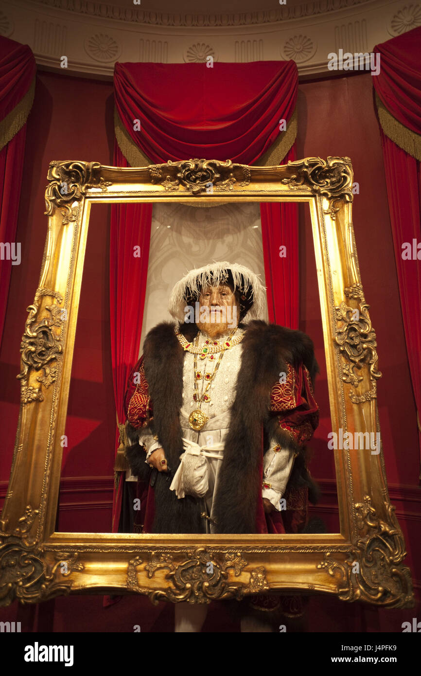 Great Britain, England, London, Madame Tussaud's, wax character's cabinet, henry VIII, picture frames, Stock Photo