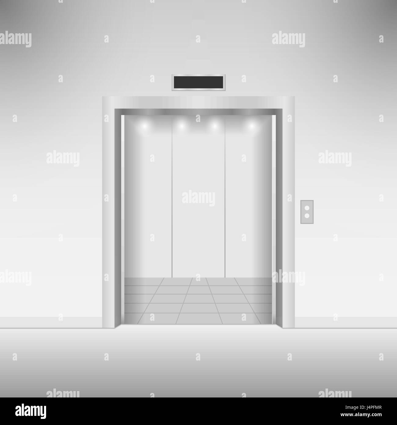 Open chrome metal elevator doors. Vector illustration Stock Vector