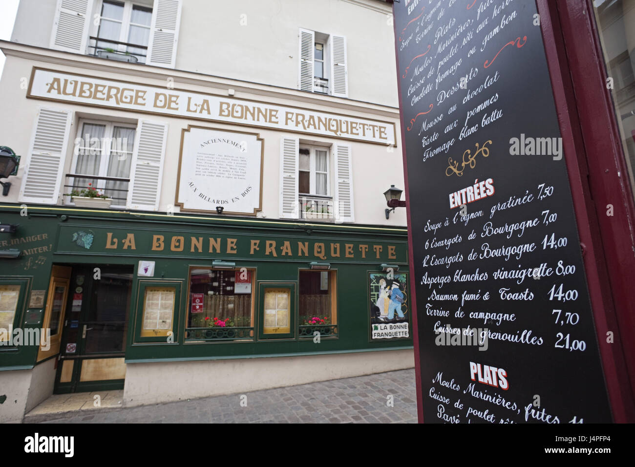 France, Paris, Montmartre, restaurant, facade, Stock Photo