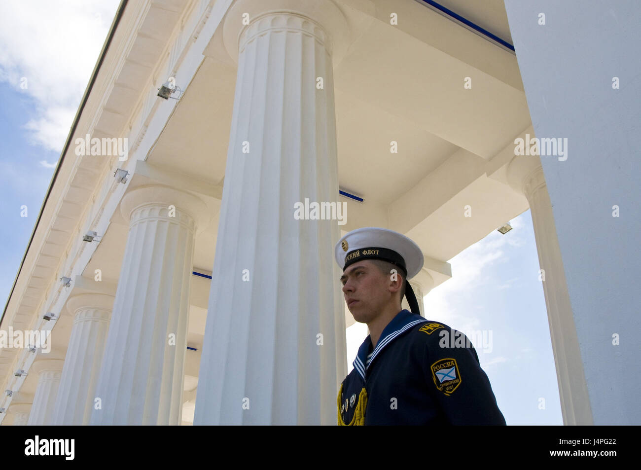 Guard of honour with the naval save of the Russian Black Sea fleet in Sevastopol, no model release, Stock Photo
