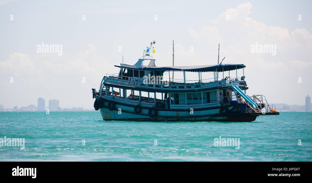 The Gulf of Thailand, Thailand, May 16, 2013: Thai sea ship against the ...