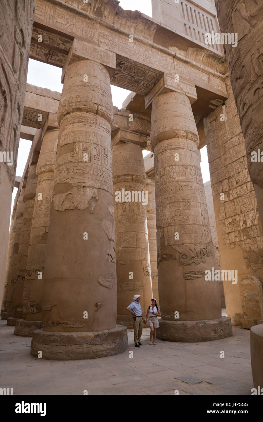 Big pillar hall, tourist, Karnak temple, Luxor, Egypt Stock Photo - Alamy