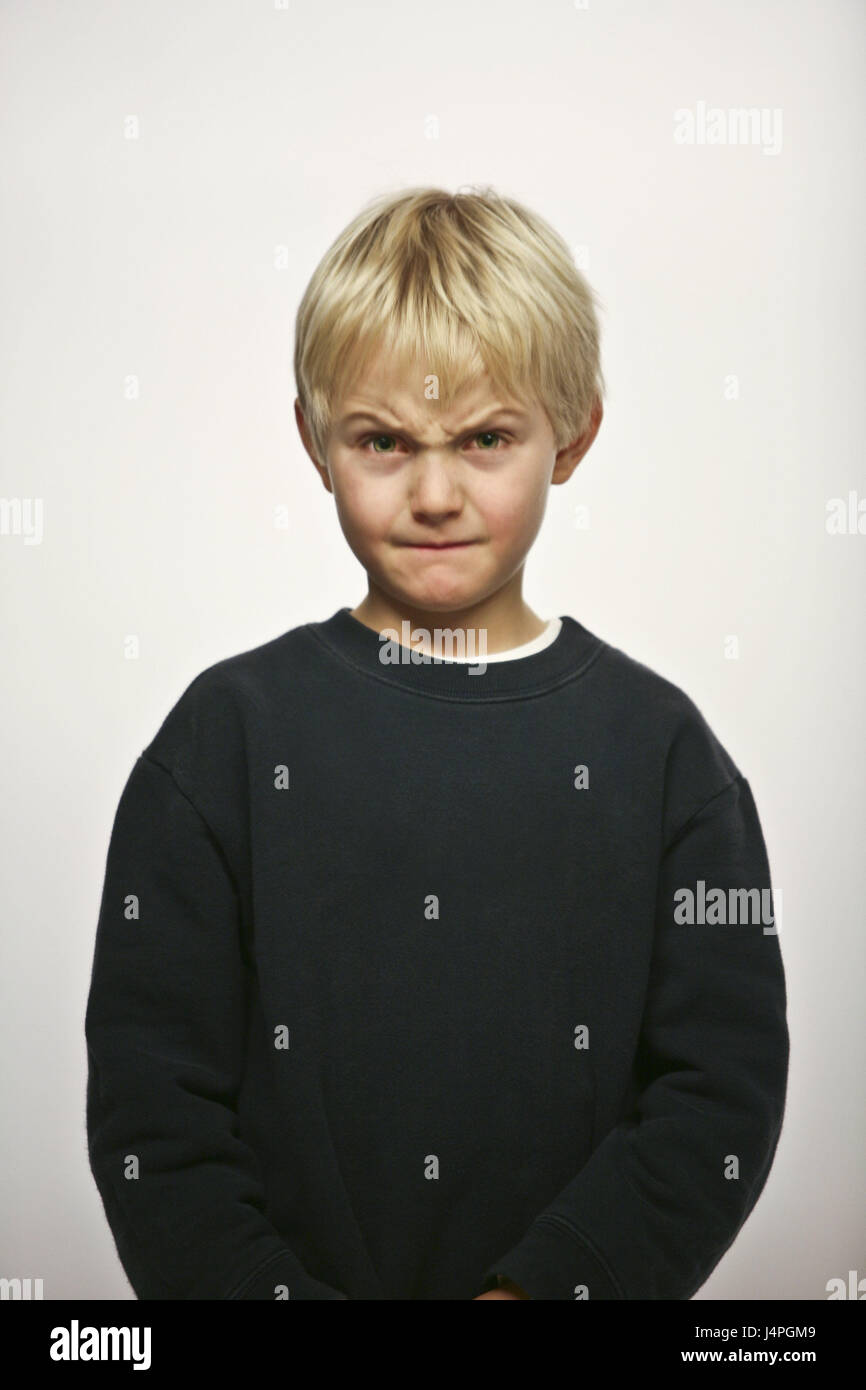 Boy, view camera, angrily, people, child, blond, concentration