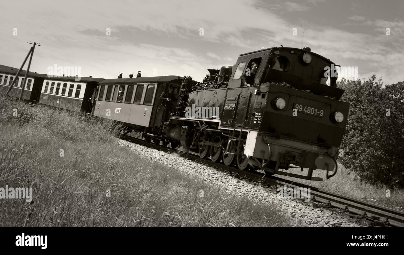 Train, steam journey, dynamics, perspective, aslant, black