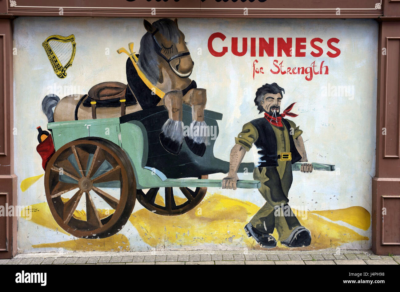 Northern Ireland, Ulster, county Derry, Derry, wall painting, advertisement, Guinness, Stock Photo