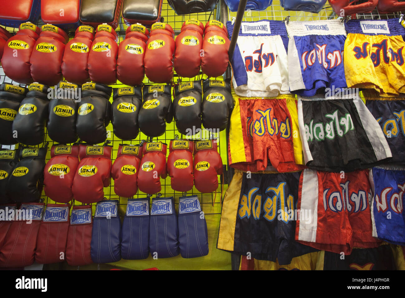 Thailand, Bangkok, Patpong Street, night market, boxing gloves, shorts