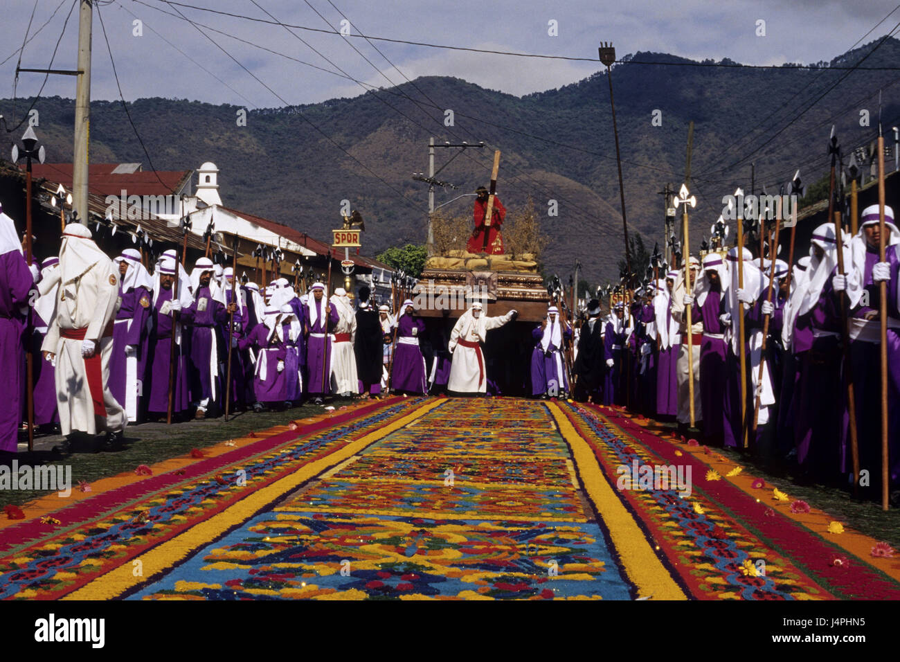 Guatemala, Antigua Guatemala, Semana Santa, procession, believers, Stock Photo