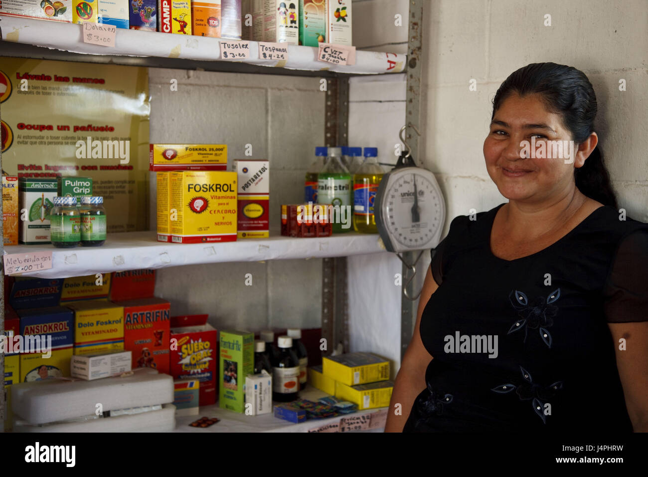 El Salvador, Jiquilisco, health assistant, half portrait, Stock Photo