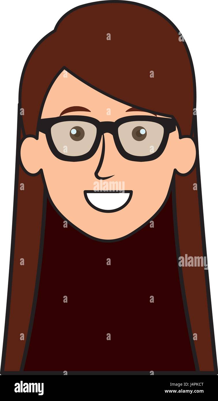beautiful and young woman head with glasses Stock Vector Image & Art ...